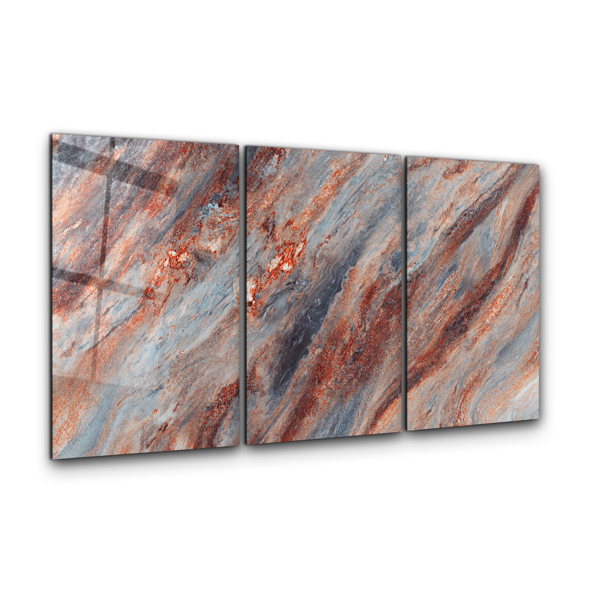 Ember Stone Abstract Trio | Glass Wall Art