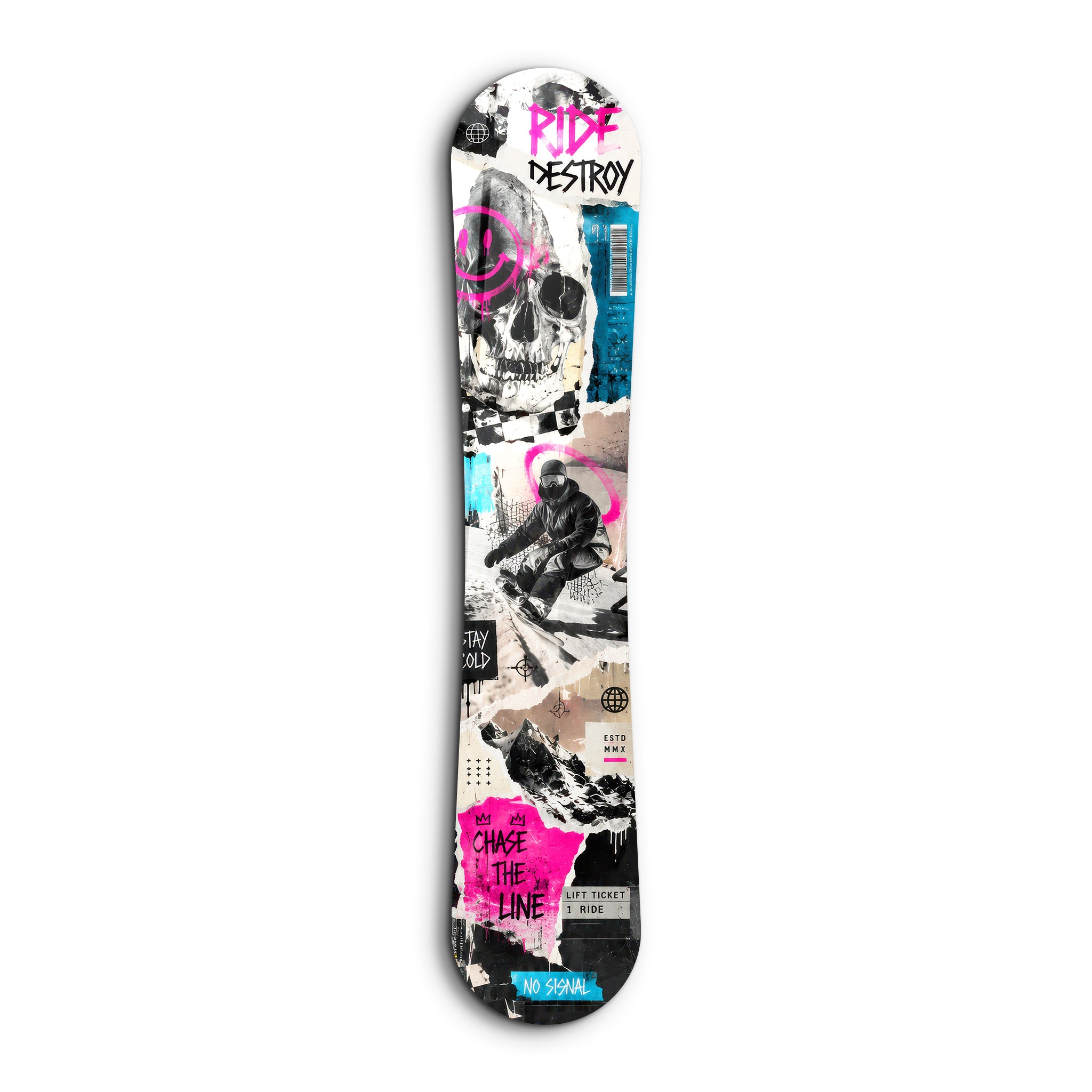 Artdesigna snowboard glass wall art featuring a rugged snowboarding scene, perfect for modern home decor.