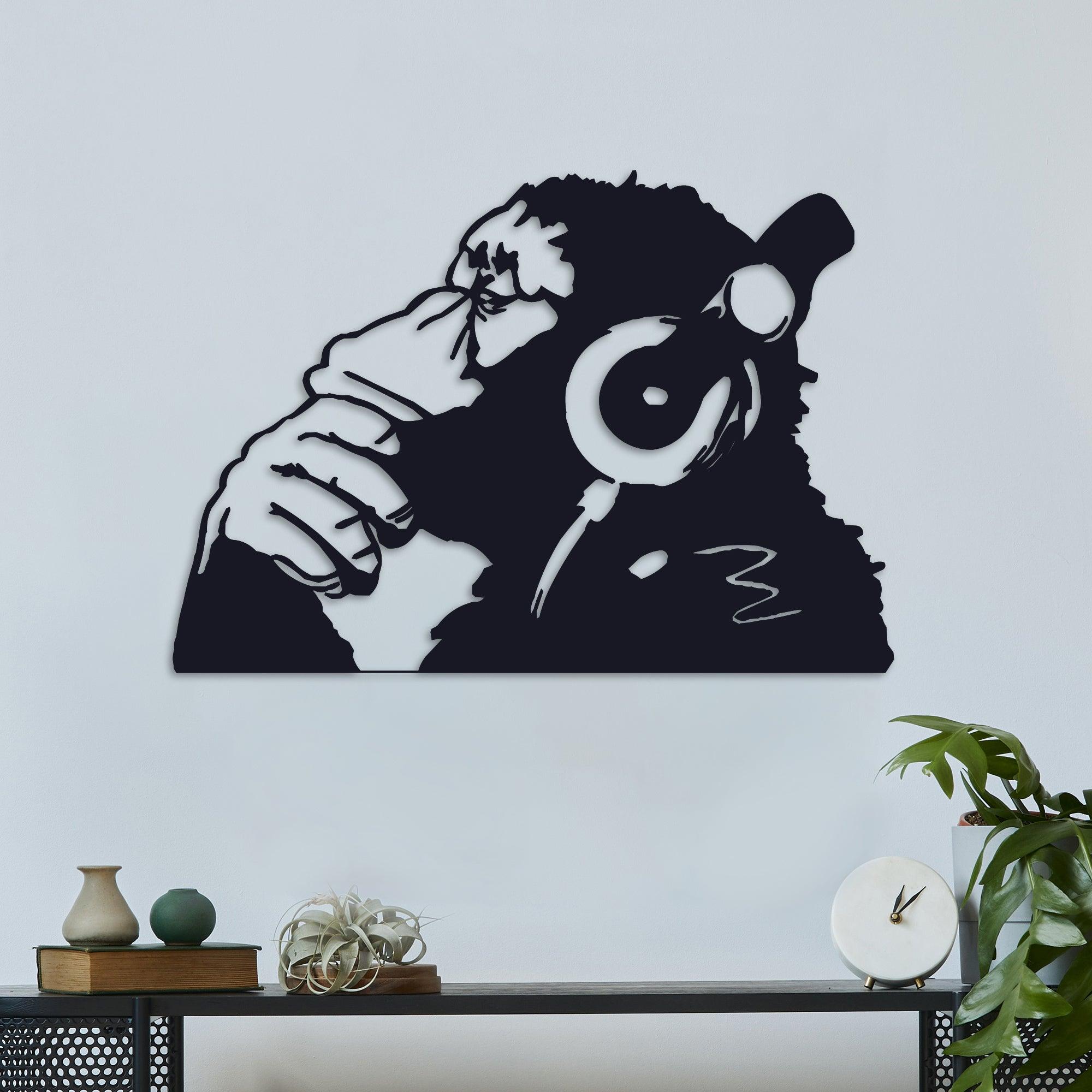 ・"Banksy Monkey Beats"・Premium Metal Wall Art - Limited Edition - ArtDesigna Glass Printing Wall Art