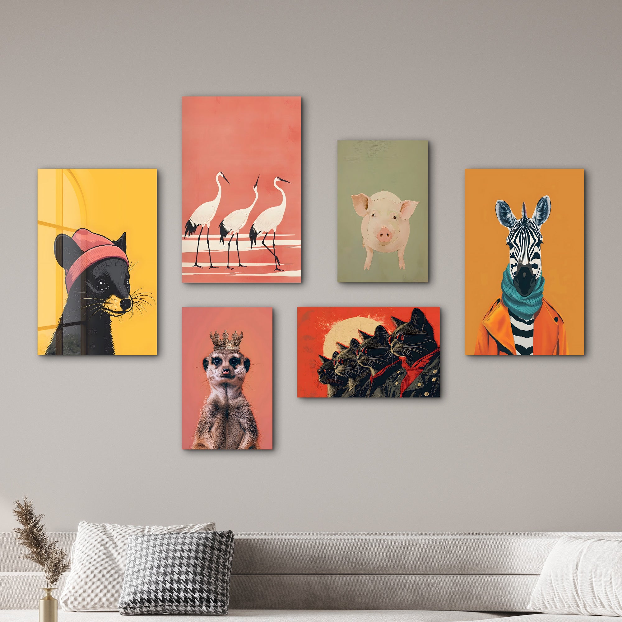 Vivid and Stylish Wildlife Gallery Glass Wall Art Set - Artdesigna