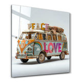 Peace Journey – Retro Van Square Art | Glass Wall Art