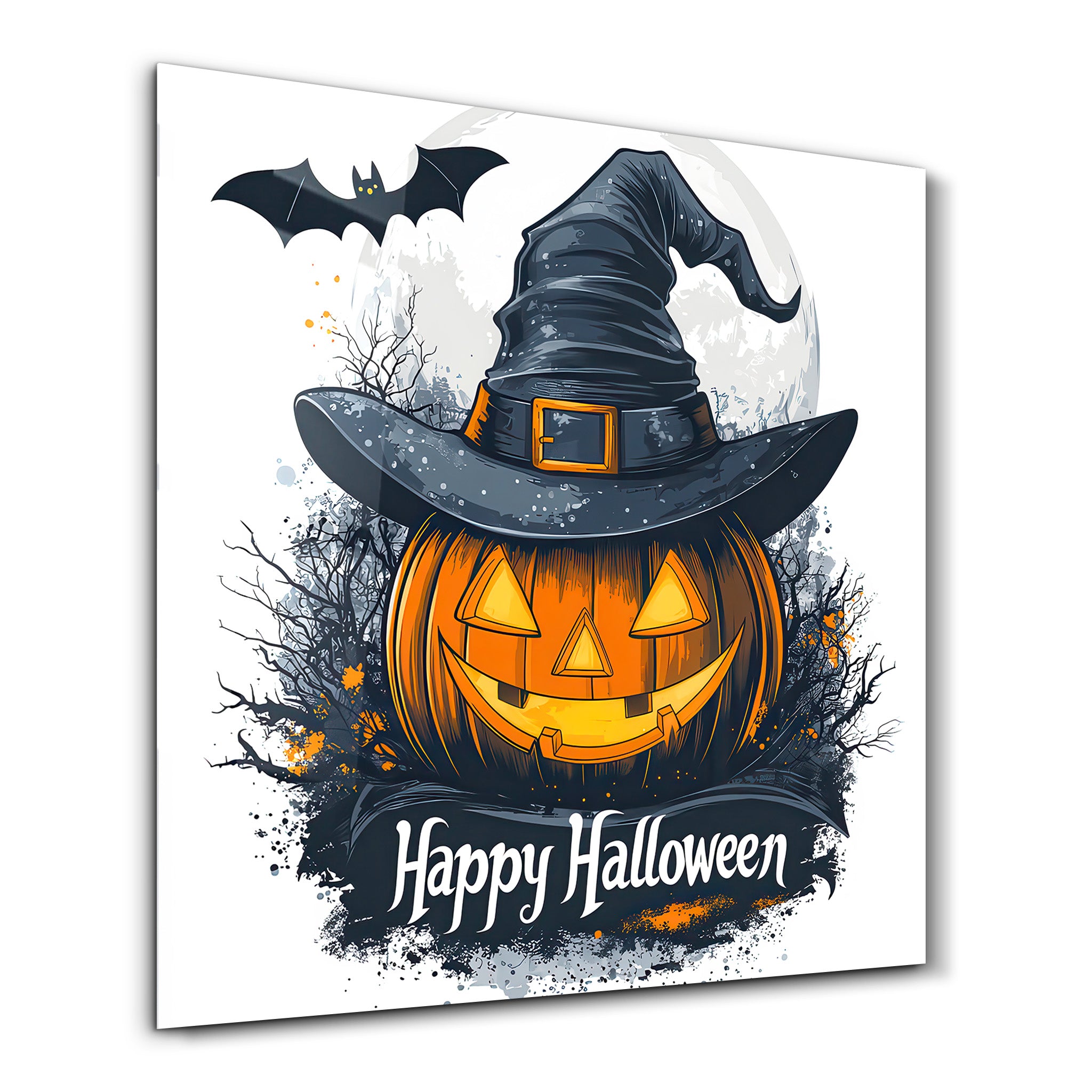 Happy Halloween | Halloween Style Glass Wall Art - Artdesigna