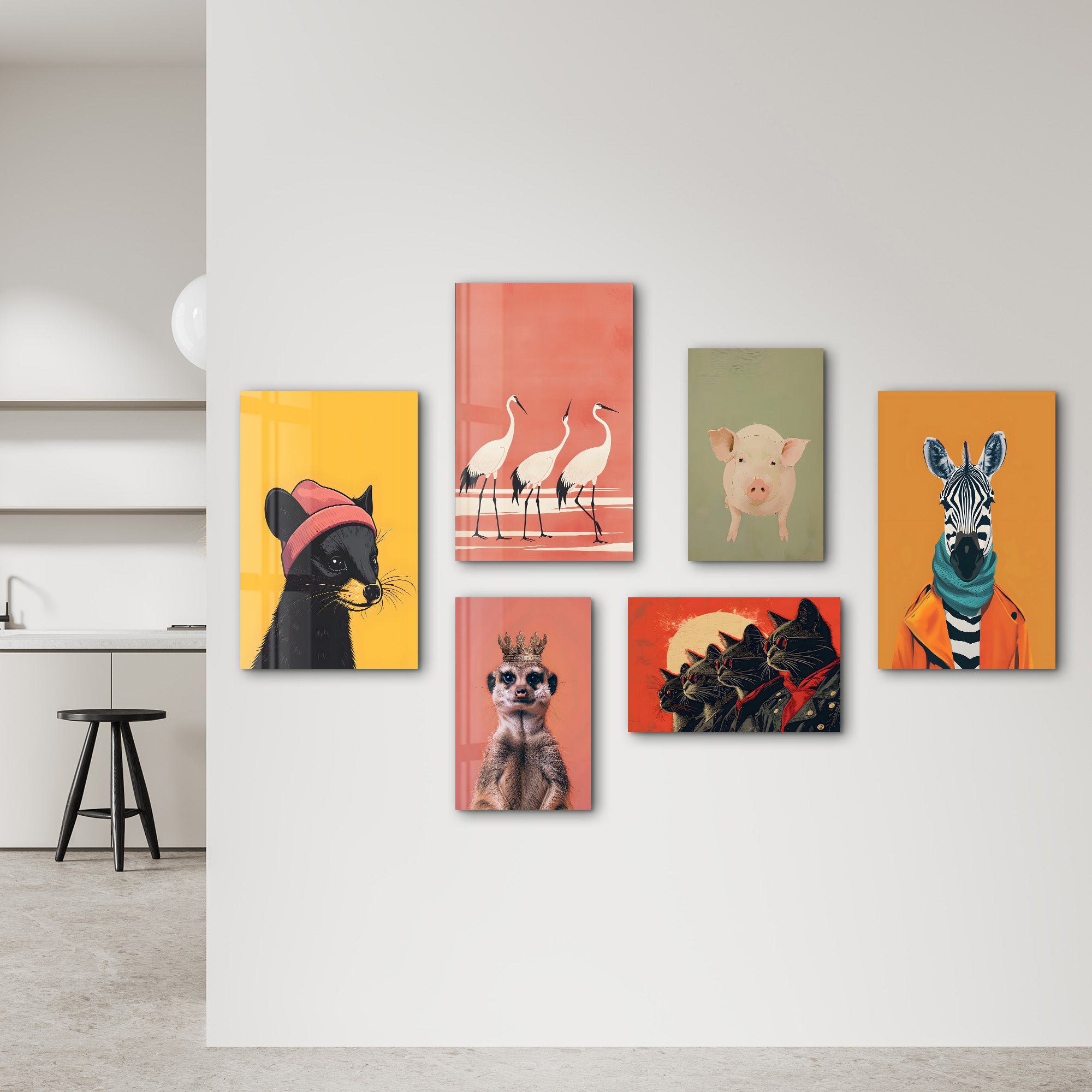 Vivid and Stylish Wildlife Gallery Glass Wall Art Set - Artdesigna