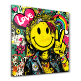 Smile Rebel Pop Graffiti Square Art | Glass Wall Art