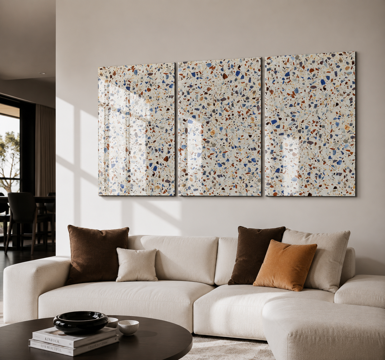 Coastal Terrazzo Trio | Glass Wall Art