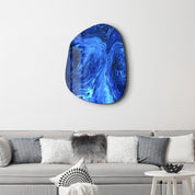 ・"Blue Ink"・Amorphous Collection Glass Wall Art - ArtDesigna Glass Printing Wall Art