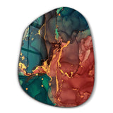 ・"Green and Red Marble"・Amorphous Collection Glass Wall Art