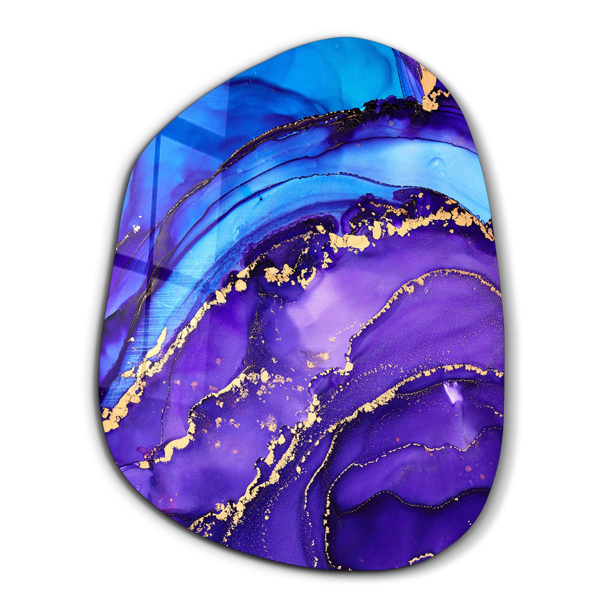 ・"Purple and Blue Marble"・Amorphous Collection Glass Wall Art - ArtDesigna Glass Printing Wall Art