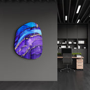 ・"Purple and Blue Marble"・Amorphous Collection Glass Wall Art - ArtDesigna Glass Printing Wall Art