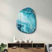 ・"Deep Blue"・Amorphous Collection Glass Wall Art - ArtDesigna Glass Printing Wall Art