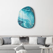 ・"Deep Blue"・Amorphous Collection Glass Wall Art - ArtDesigna Glass Printing Wall Art