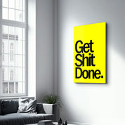 Get It Done Yellow | Designers Collection Glass Wall Art - Artdesigna