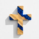 Handmade Olive Wood & Artistic Resin Wall Cross