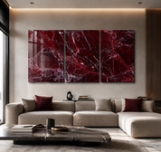 Rare Burgundy Marble Trio | Glass Wall Art