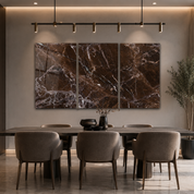 Mocha Brown Marble Trio | Glass Wall Art