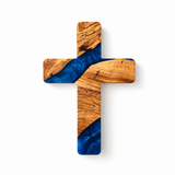 Handmade Olive Wood & Artistic Resin Wall Cross