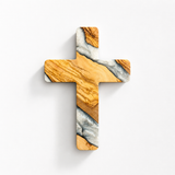 Handmade Olive Wood & Artistic Resin Wall Cross