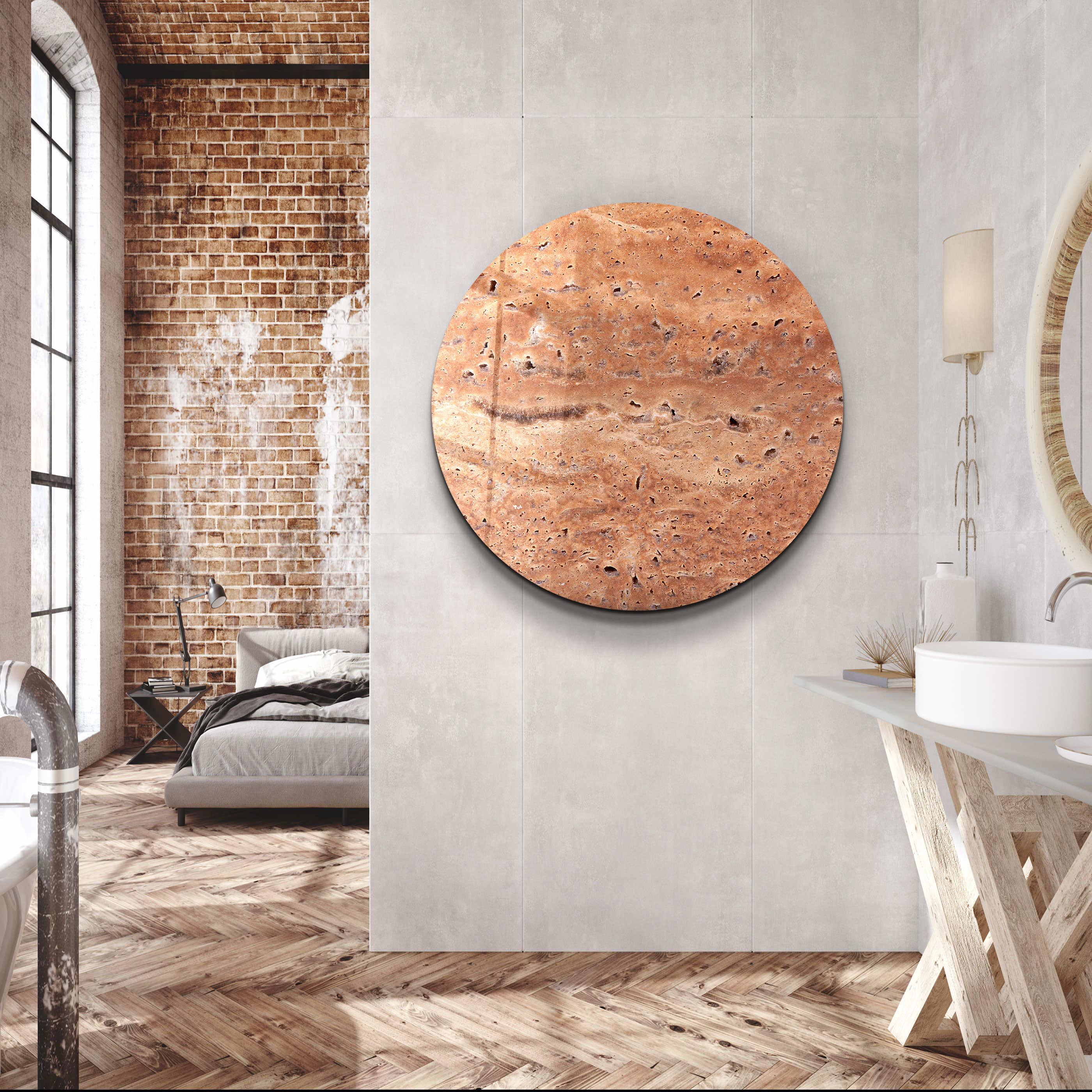 ・"Travertine - Moon - Original"・Rounded Glass Wall Art - ArtDesigna Glass Printing Wall Art