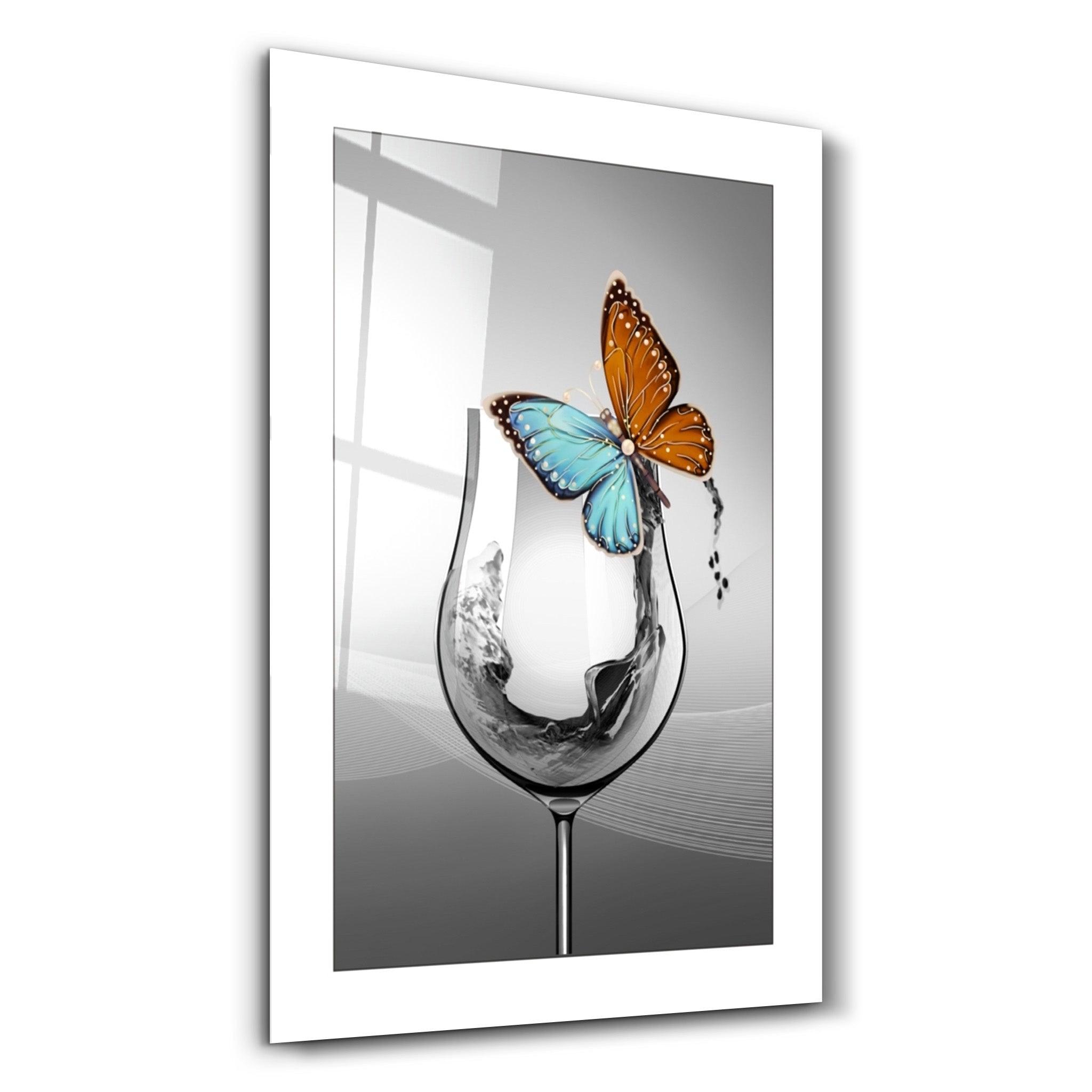 Glass and Butterfly | Glass Wall Art - Artdesigna