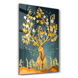 Abstract Deer & Flowers | Glass Wall Art