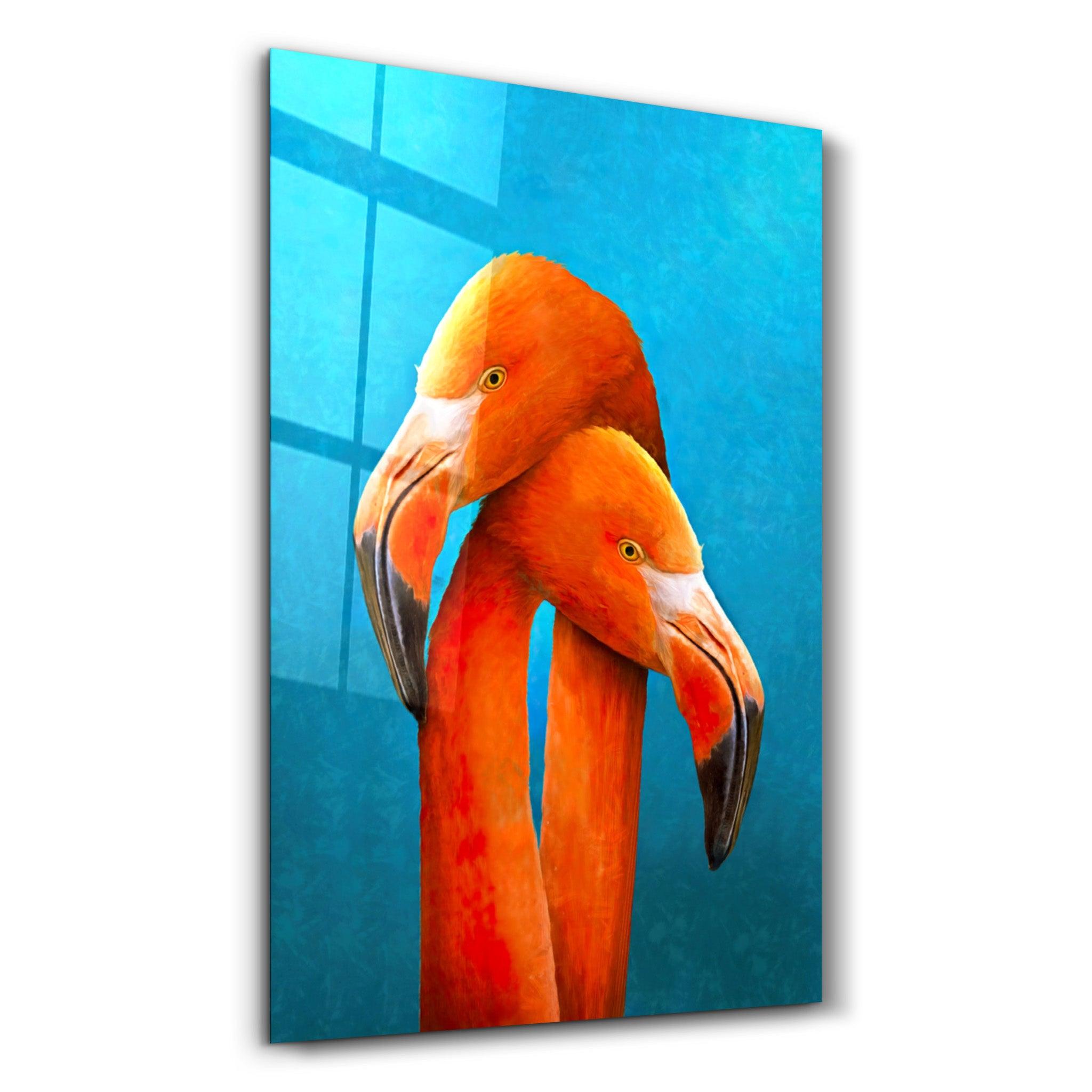 Dance of the Flamingo | Glass Wall Art - Artdesigna