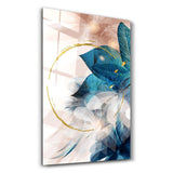 Abstract Blue Leaves | Glass Wall Art