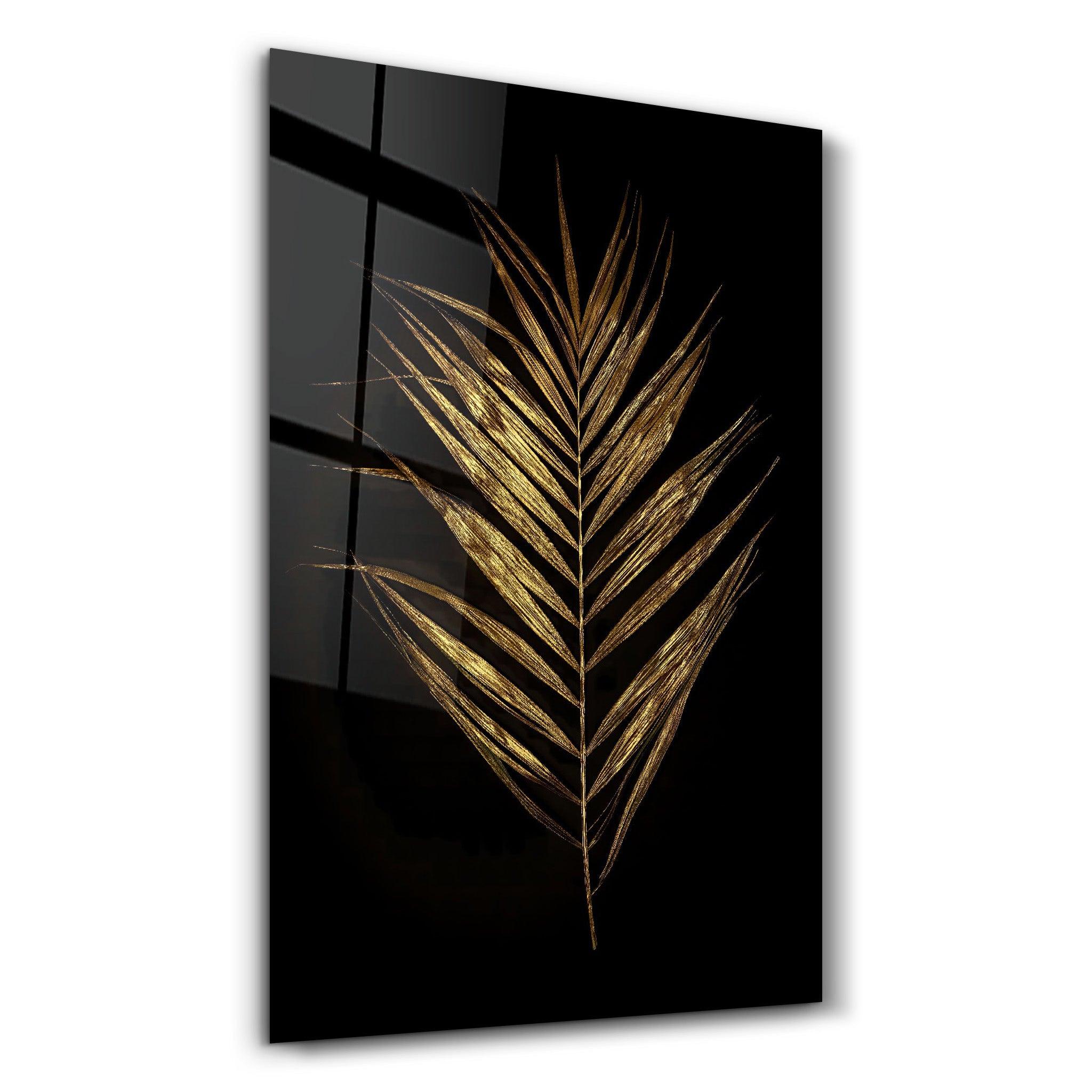 Golden Leaves | Glass Wall Art - Artdesigna