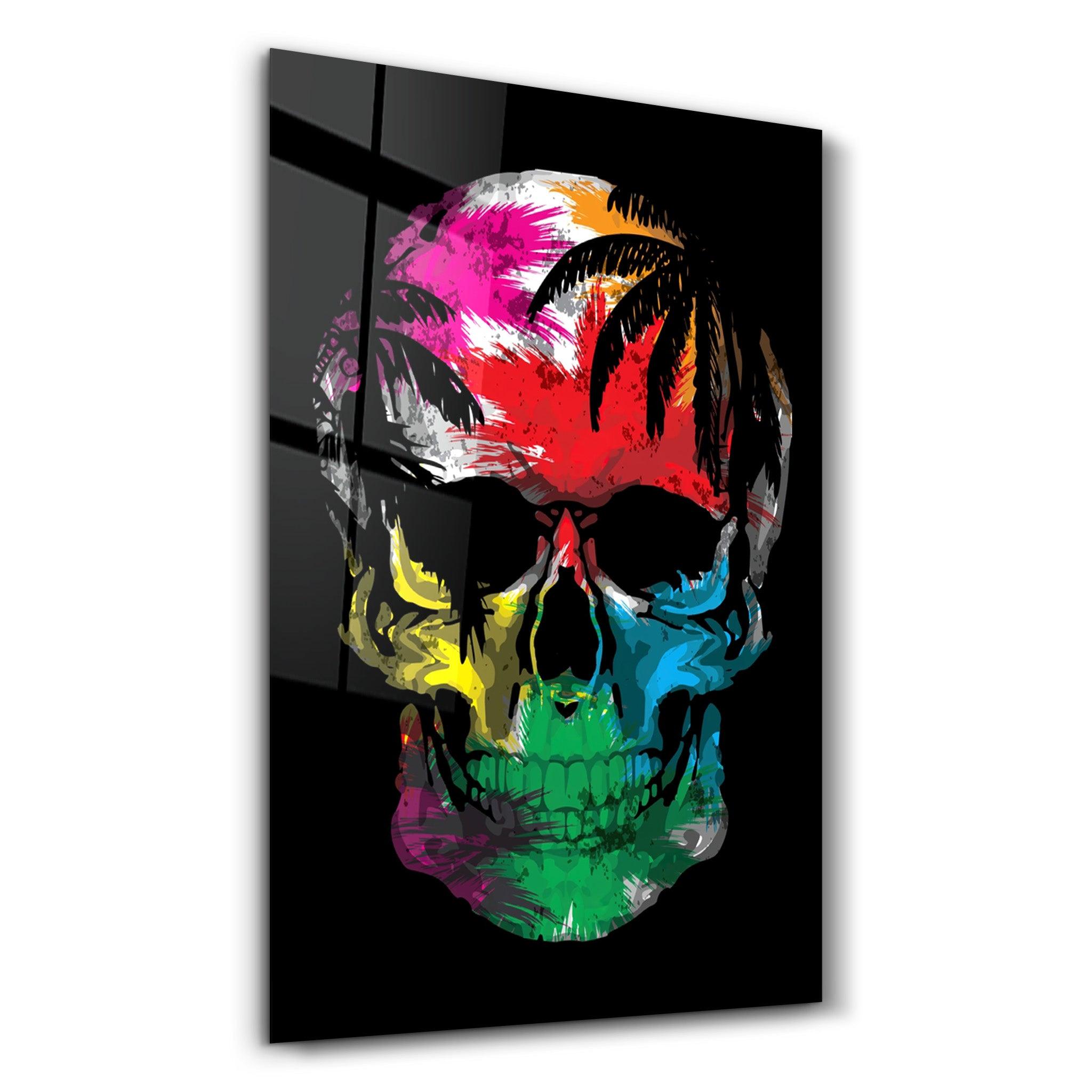 The Palm Skull | Glass Wall Art - Artdesigna