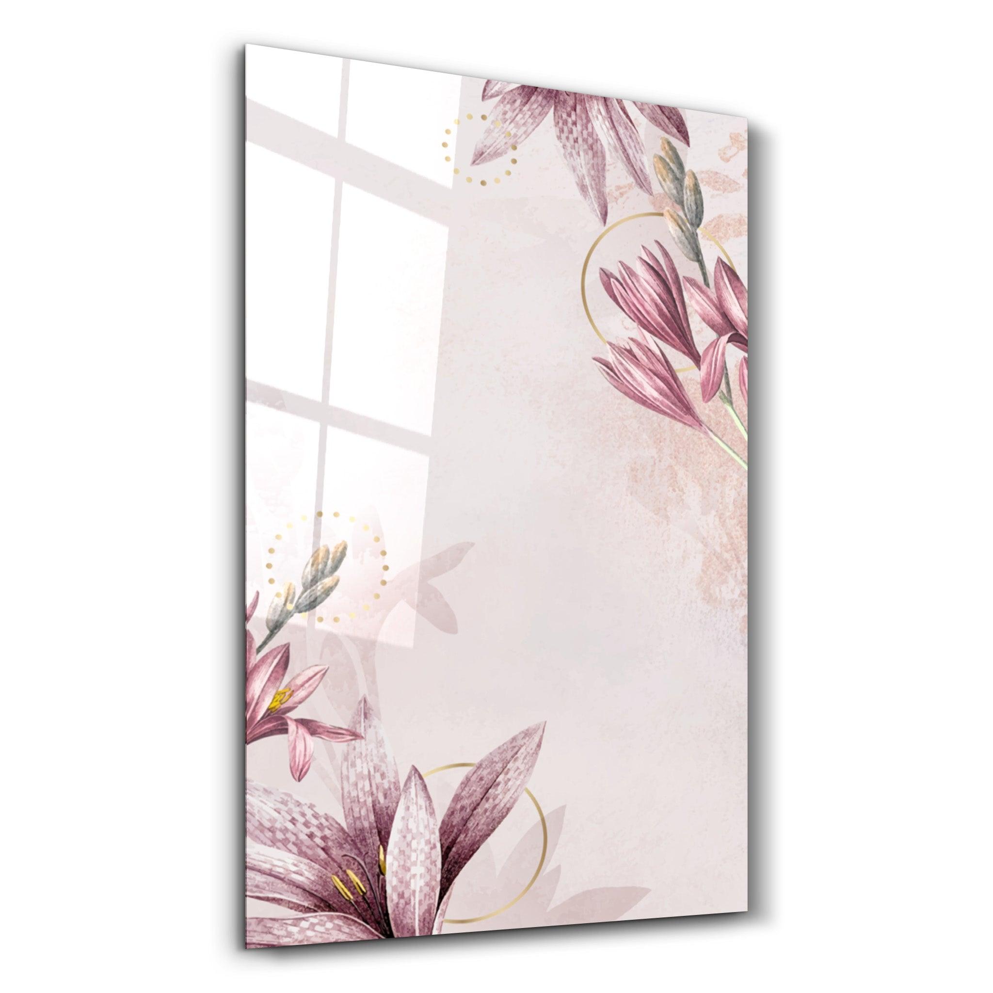 Pink Flower Pattern | Glass Wall Art - Artdesigna