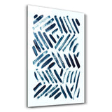 Blue Brush Marks | Glass Wall Art