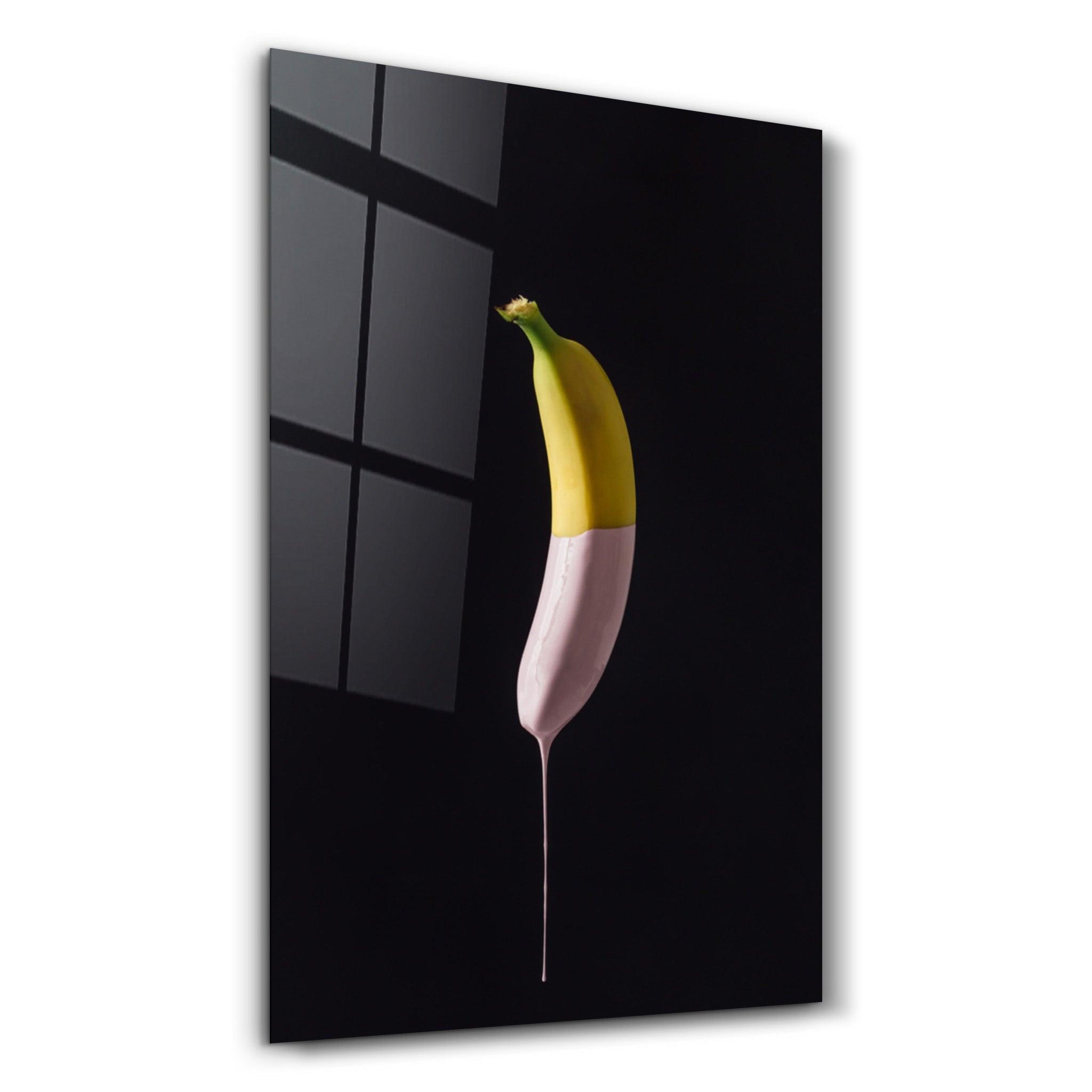 Abstract Banana | Glass Wall Art - Artdesigna