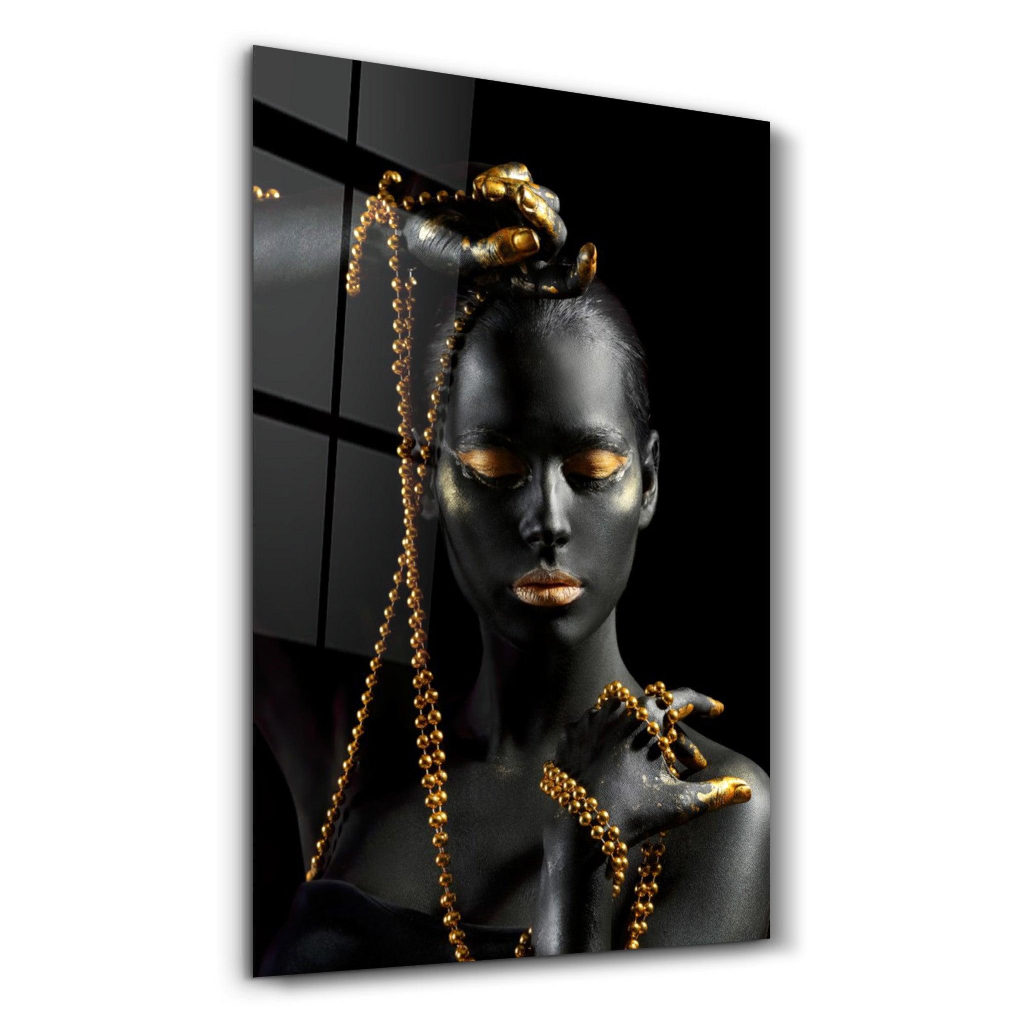 Golden Lips v2 | Glass Wall Art - Artdesigna