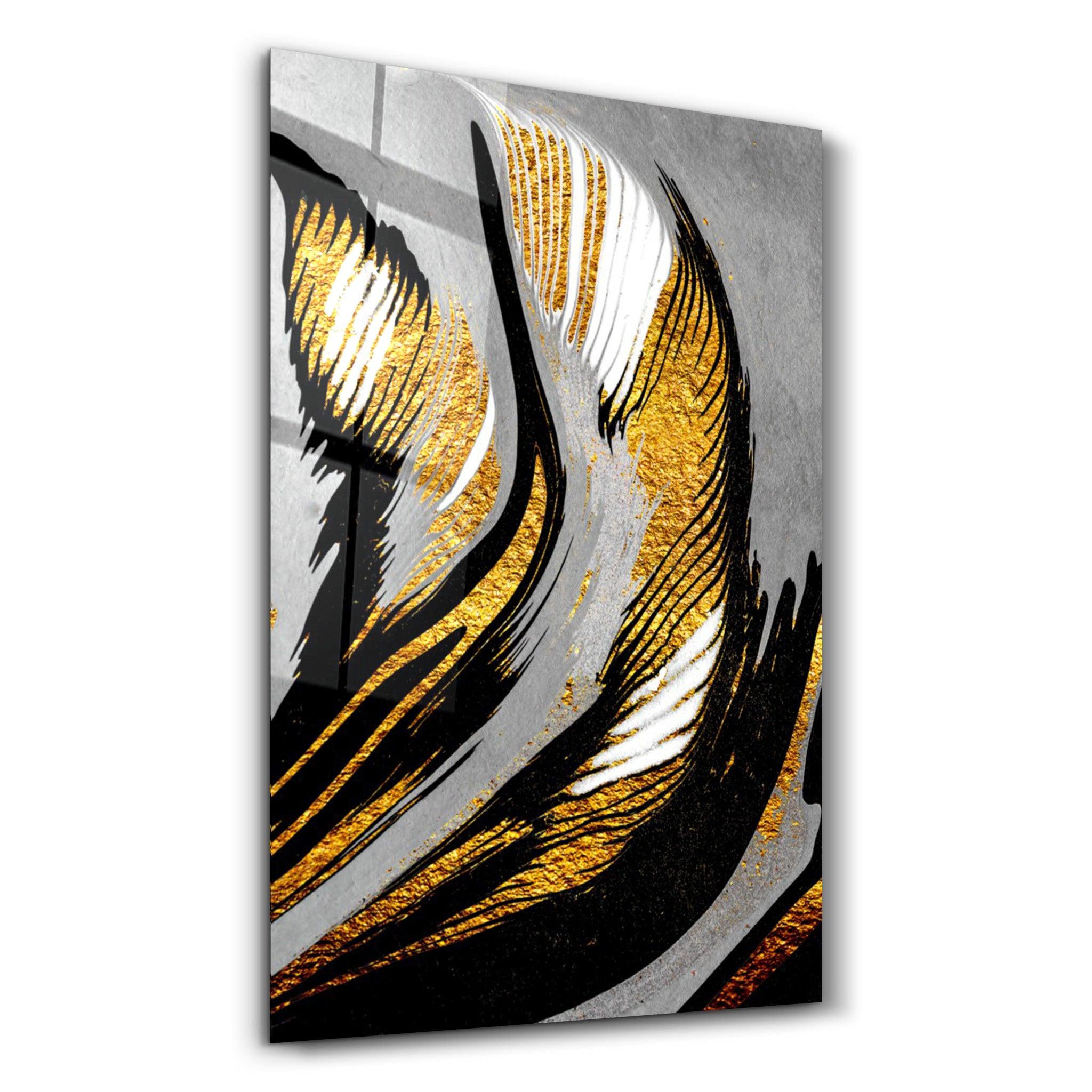 Golden Abstract 2 | Glass Wall Art - Artdesigna