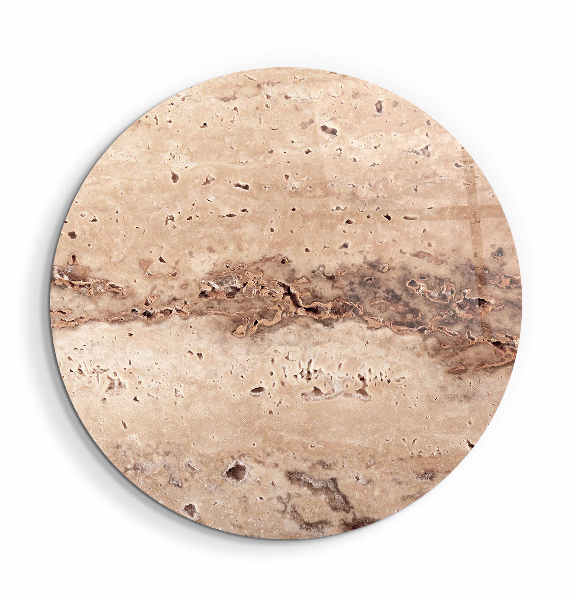 ・"Travertine Stone -Beige"・Rounded Glass Wall Art - ArtDesigna Glass Printing Wall Art