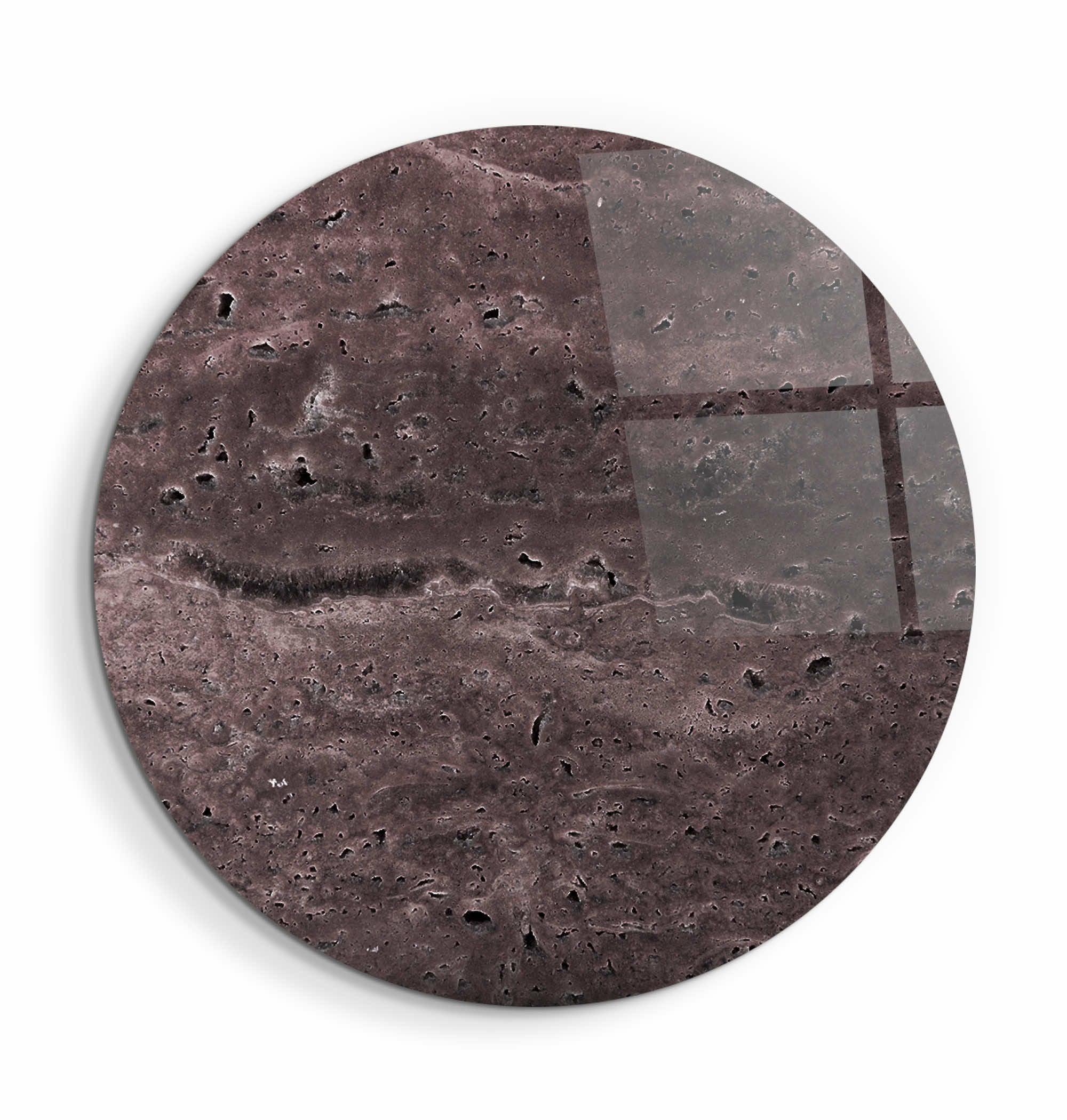 ・"Travertine - Moon - Chocolate"・Rounded Glass Wall Art - ArtDesigna Glass Printing Wall Art