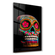 Sugar Skull - Mexican Skull | Designers Collection Glass Wall Art - Artdesigna