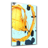 Abstract Yellow and Emerald | Glass Wall Art