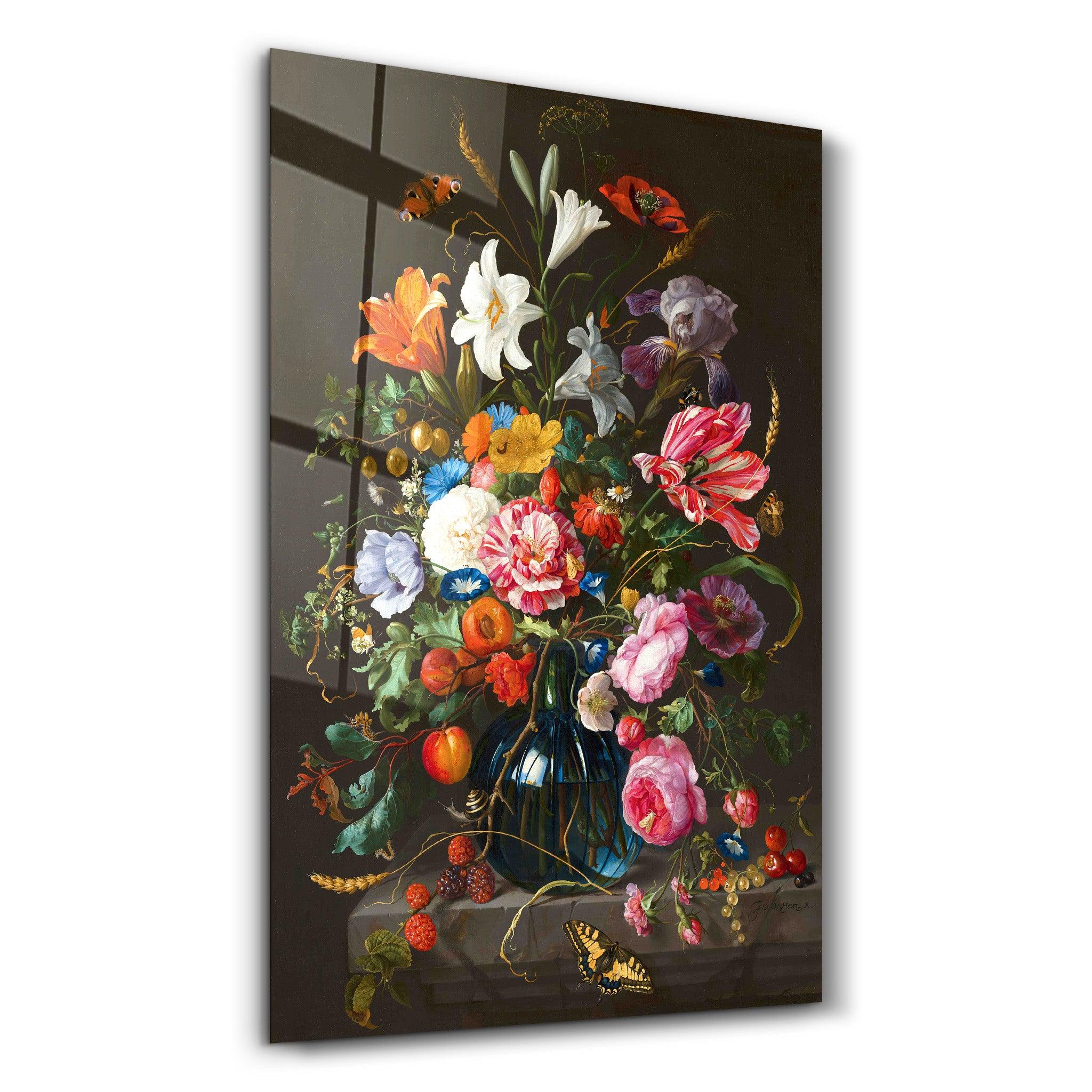 Retro Flowers | Designer's Collection Glass Wall Art - Artdesigna