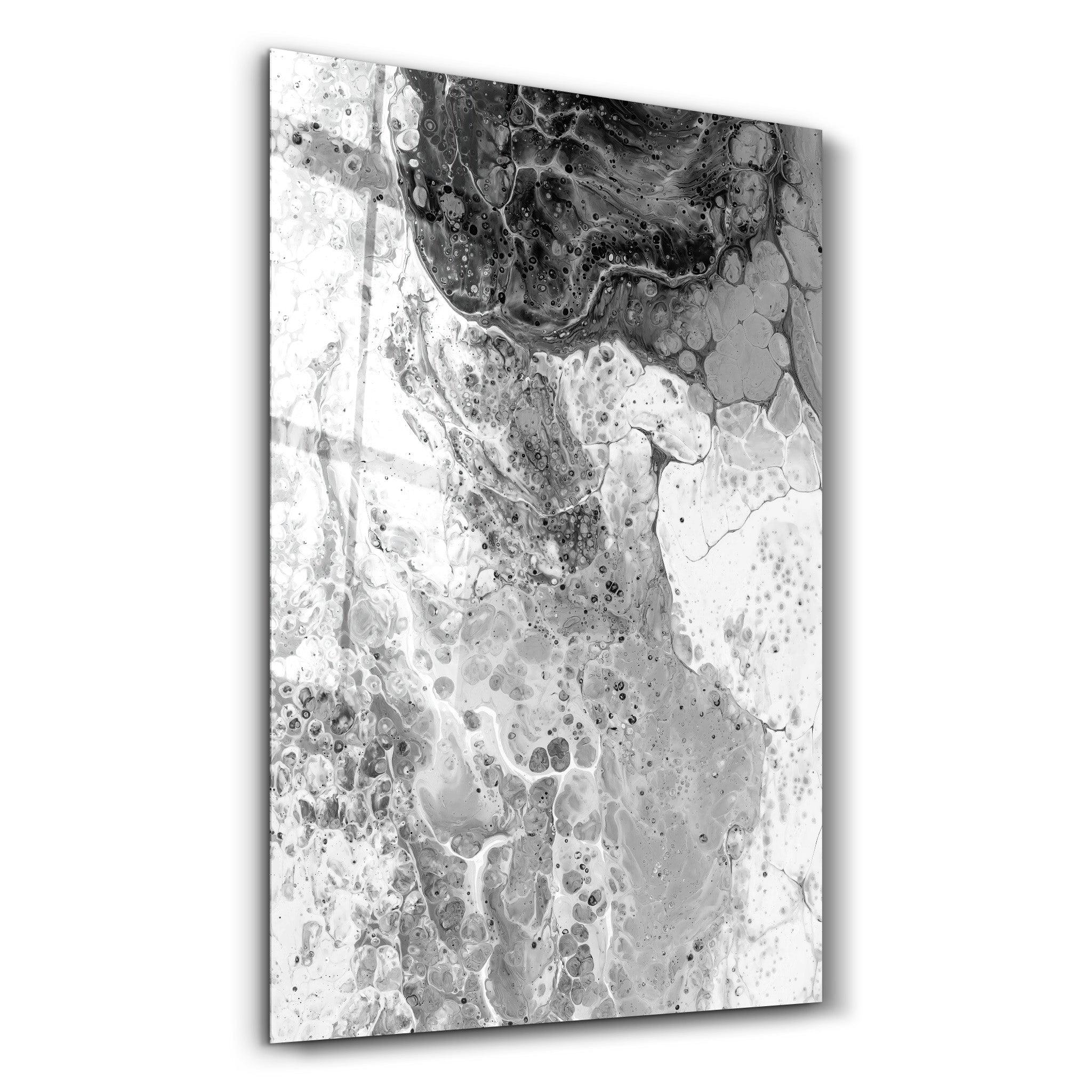 Abstract Black and White Ink Drops | Designer's Collection Glass Wall Art - Artdesigna