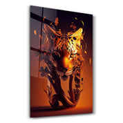 Tiger Vase | Secret World Collection Glass Wall Art - Artdesigna