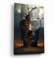 Building Man Abstract | Designers Collection Glass Wall Art - Artdesigna