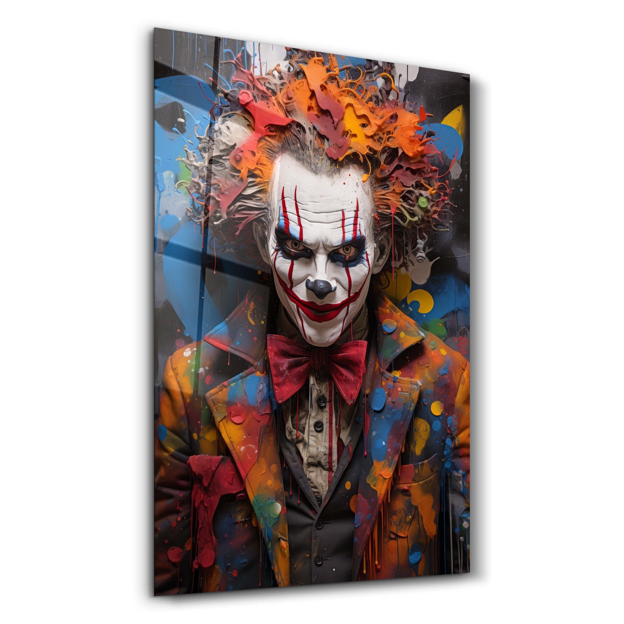 The Clown - Glass Wall Art - Artdesigna