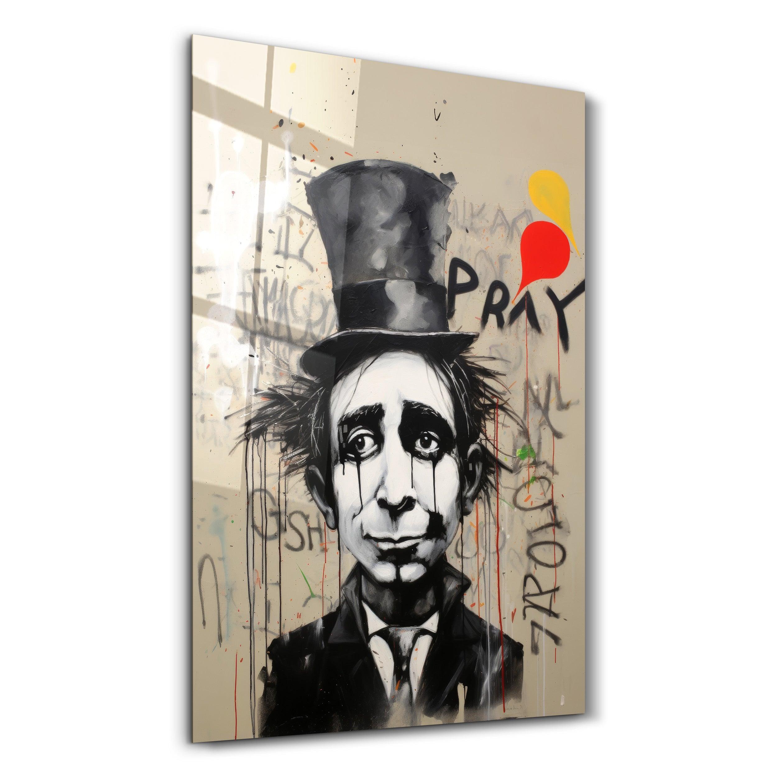 The Crying Gentleman Street Art - Glass Wall Art - Artdesigna