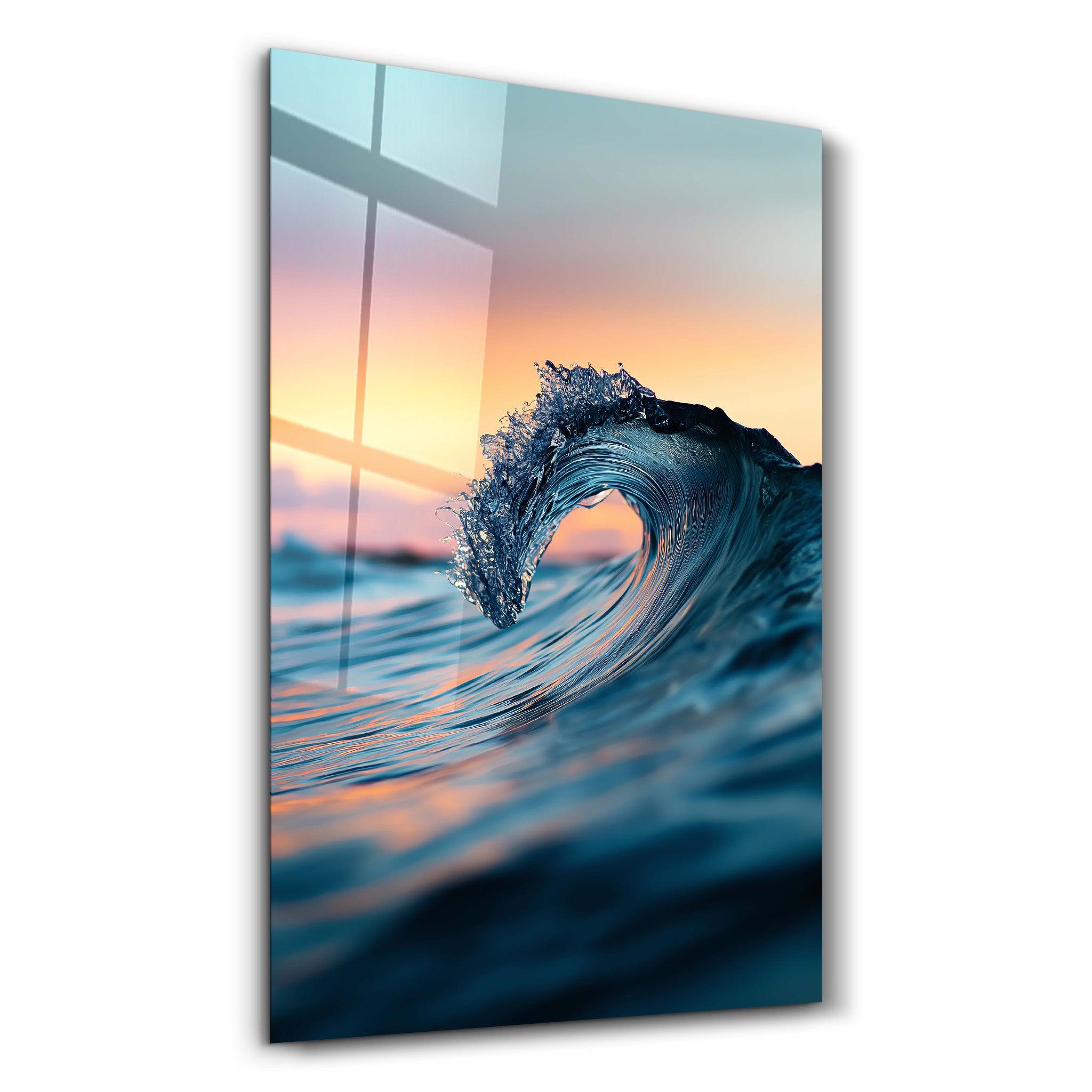 Small Wave in the Ocean | Glass Wall Art - Artdesigna