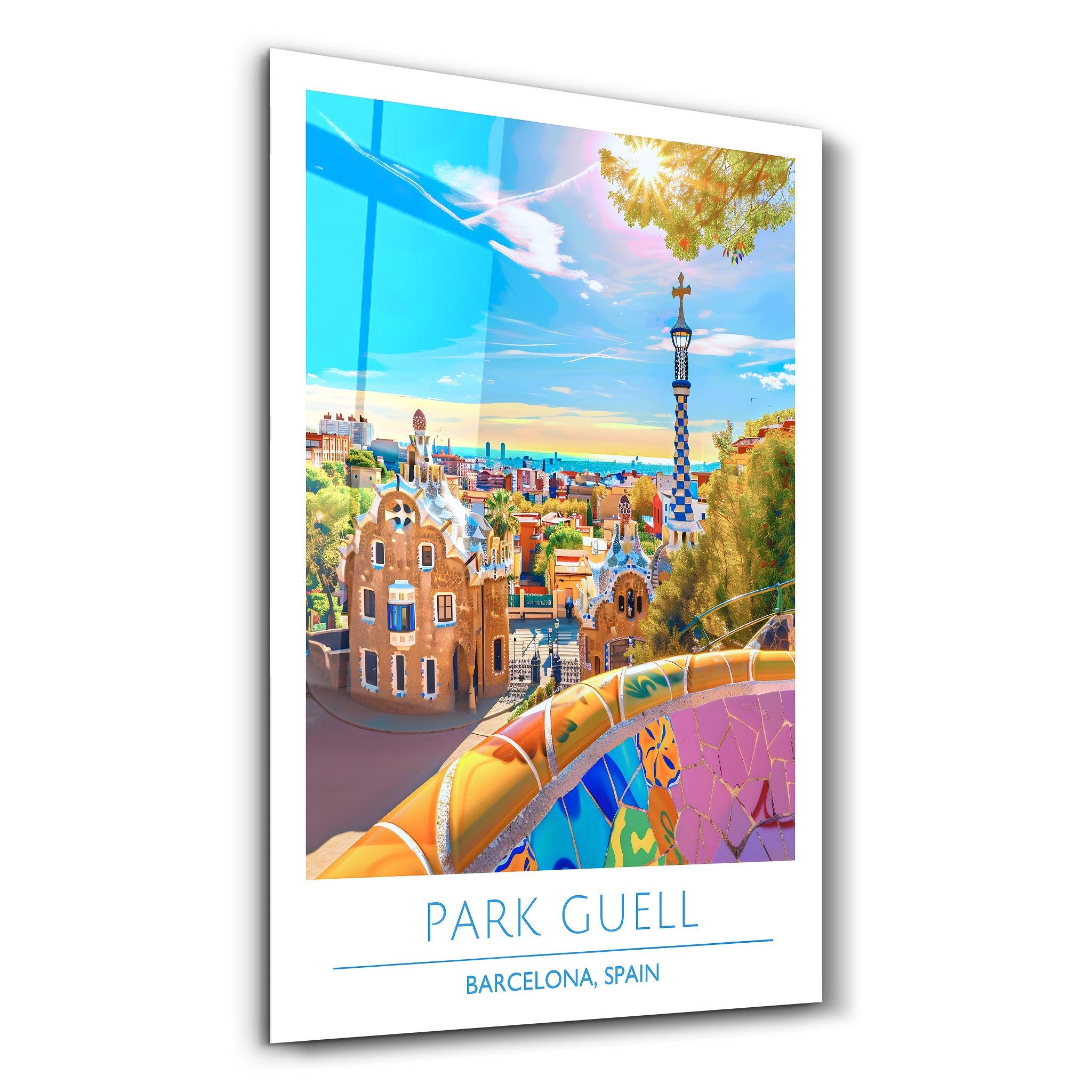 Park Guell-Barcelona Spain-Travel Posters | Glass Wall Art - Artdesigna