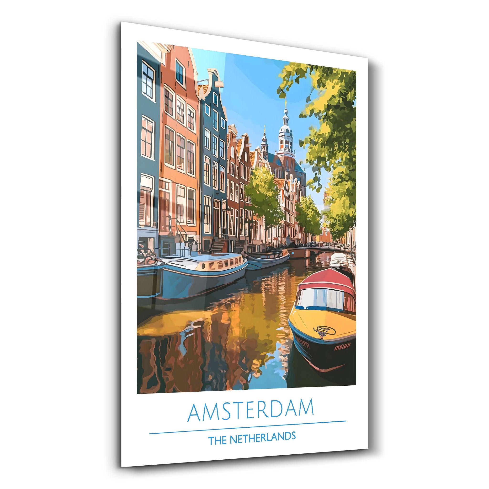 Amsterdam The Netherland 1-Travel Posters | Glass Wall Art - Artdesigna