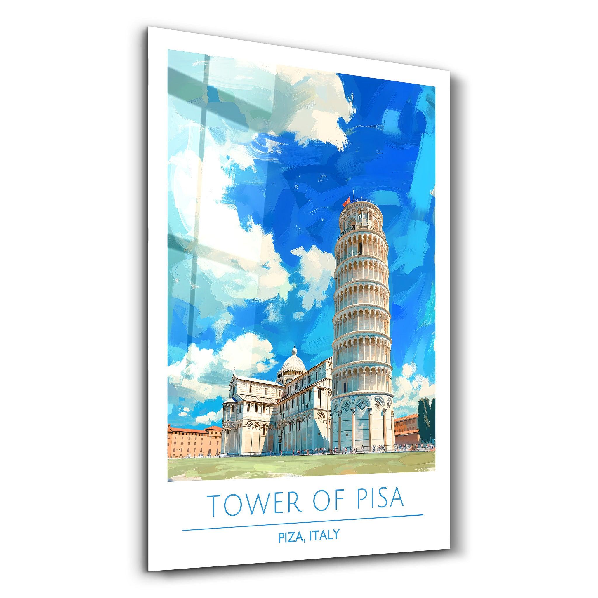 Tower Of Pisa-Piza Italy-Travel Posters | Glass Wall Art - Artdesigna