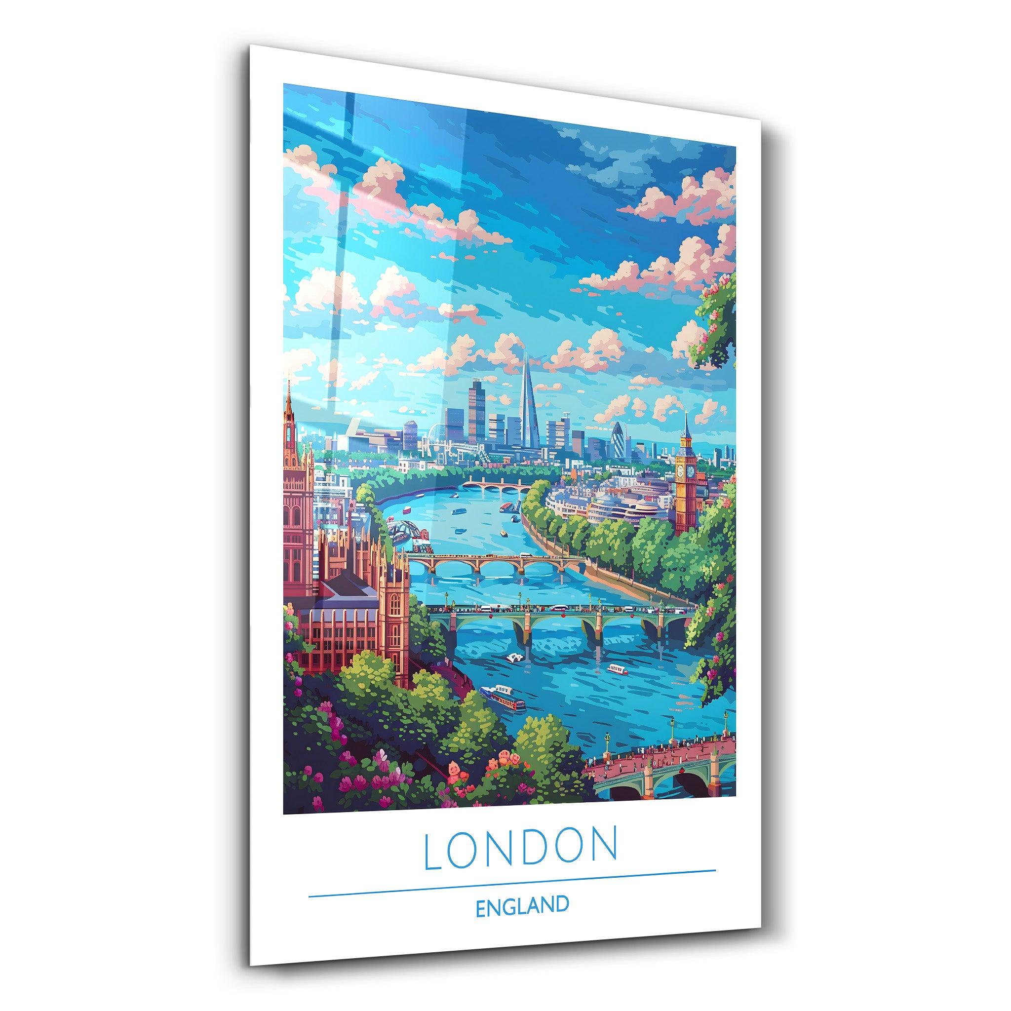 London England 1-Travel Posters | Glass Wall Art - Artdesigna