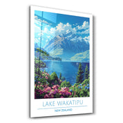 Lake Wakatipu New Zealand-Travel Posters | Glass Wall Art - Artdesigna