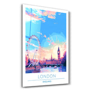 London England 3-Travel Posters | Glass Wall Art - Artdesigna